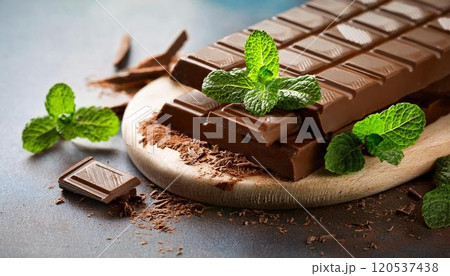 ミントの葉とダークチョコレート3 ミントの葉とダークチョコレート3 120537438