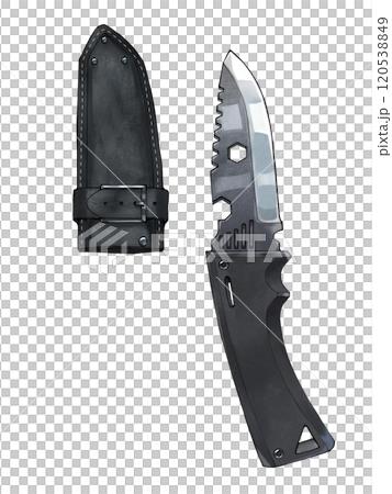 Illustration material - Outdoor knife (with sheath) 120538849