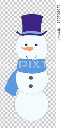 戴著藍色圍巾和海軍藍色帽子的雪人 120538971