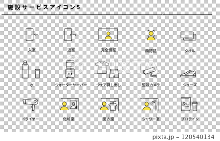 施設サービスのシンプルなアイコンセット5、ベクターイラストレーション 120540134
