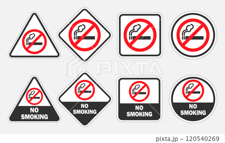 No open fire, no smoking icon symbol. No open flame sparkle logo sign. Not allowed, do not make fire. Prohibition, Prohibited, forbidden. Vector illustration. Isolated on white background. 120540269