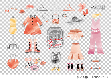 水彩風格時尚單品插畫集[紅色] 120540405