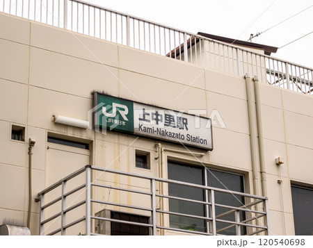 東京23区のJR駅で乗降客数ワースト2位の「上中里駅」駅名表示部（東京都北区） 120540698