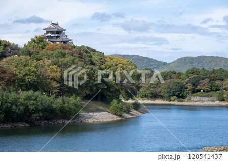 日本の岡山県岡山市の後楽園の美しい秋の風景 日本の岡山県岡山市の後楽園の美しい秋の風景 120541437