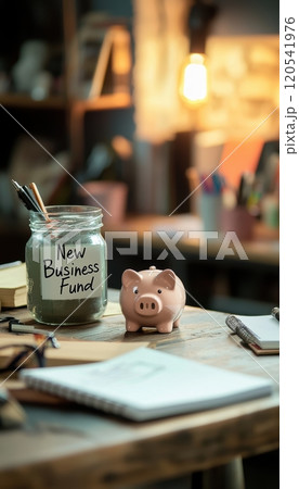 Small Business Savings Setup with Piggy Bank and New Business Fund Jar for Office Inspiration 120541976