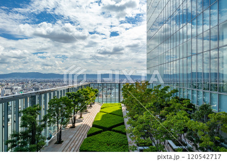 超高層ビル あべのハルカス16階にある空中庭園の景色 超高層ビル あべのハルカス16階にある空中庭園の景色 120542717