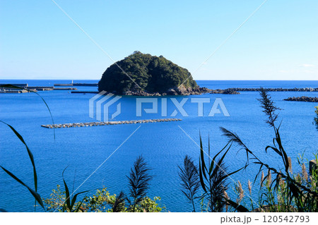 入江に浮かぶ島の風景 120542793
