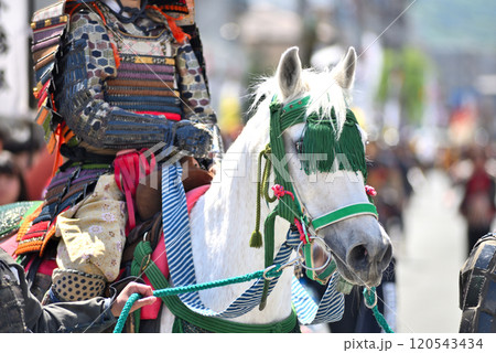 関東・小田原北条五代祭り(北條五代祭り)・戦国時代の武者行列、馬と大将・神奈川県小田原市(3) 120543434