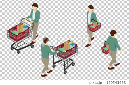 Isometric illustration: Man shopping 120543458