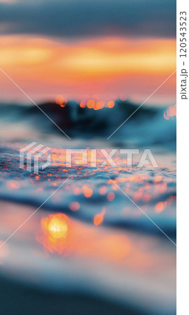 綺麗な夕焼けに染まる海　AI画像 120543523
