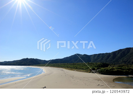 初冬の穏やかな海と白い砂浜 初冬の穏やかな海と白い砂浜 120543972