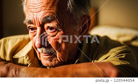 落ち込むシニア男性 落ち込むシニア男性 120544054