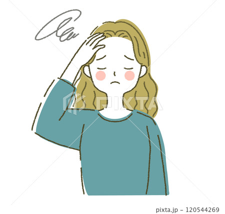 めまいに悩む女性 不調のイラスト素材 めまいに悩む女性 不調のイラスト素材 120544269