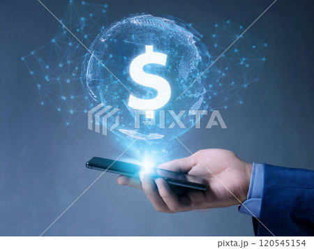 スマートフォンからお金のアイコン 120545154