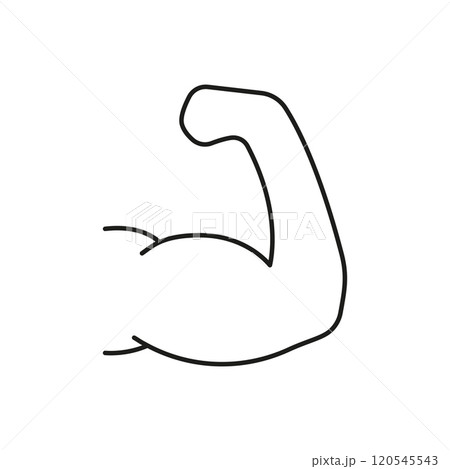Flexed Arm Line Icon Symbolizing Strength Training And Muscle Development. Fitness, Bodybuilding, Physical Health. Isolated Vector Illustration 120545543