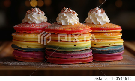 レインボーカラーのパンケーキ レインボーカラーのパンケーキ 120545610