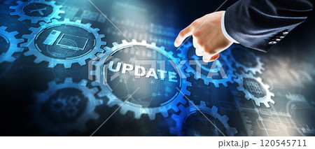 Update progress concept. Software upgrade icon on virtual screen 120545711