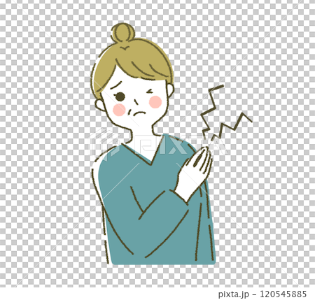 Joint pain Woman suffering from shoulder pain Joint pain Woman suffering from shoulder pain 120545885