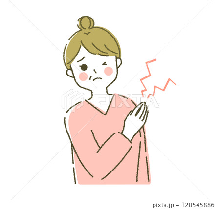 関節の痛み 肩の痛みがつらい女性 120545886