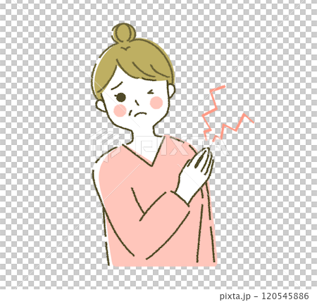 関節の痛み 肩の痛みがつらい女性 120545886