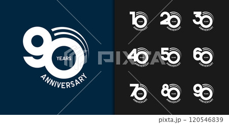 Trendy anniversary logotype set. Modern geometric anniversary celebration icons design. 120546839