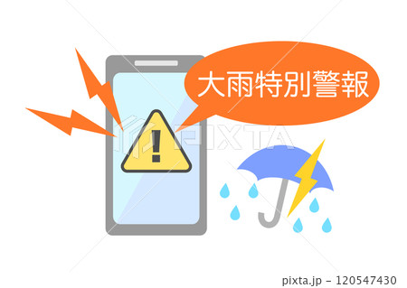 スマホの通知　大雨特別警報　ベクターイラスト 120547430
