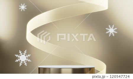 Abstract Podium minimal geometric white and gold.3D rendering 120547724