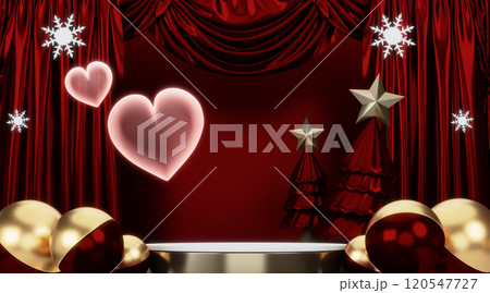 Red stage podium decoration suitable for products.3D rendering 120547727