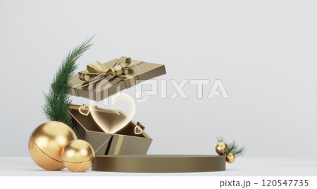 Abstract Podium minimal geometric white and gold.3D rendering 120547735