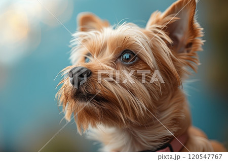 Yorkshire terrier dog on blue background 120547767