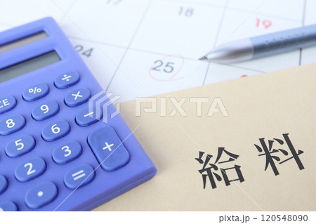 月末25日の給料日　カレンダー	 120548090