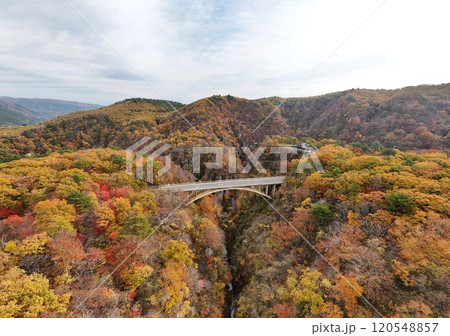 紅葉の鳴子峡 空撮 紅葉の鳴子峡 空撮 120548857