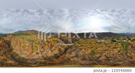 紅葉の鳴子峡 空撮 VR 紅葉の鳴子峡 空撮 VR 120548860
