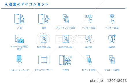 入退室のシンプルアイコンセット、ベクター素材 120548928