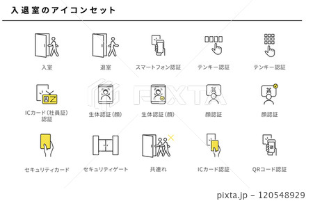 入退室のシンプルアイコンセット、ベクター素材 120548929