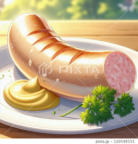 茹でた白いソーセージ 120549153