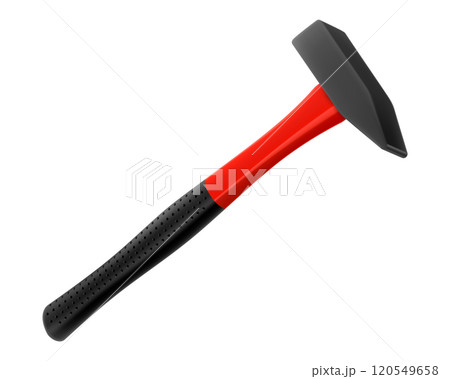 Locksmith's hammer with a rubber handle isolated on white background. Fitter's hammer for chiselling and driving in nails and dowels as well as for joining components. Realistic 3d vector illustration Locksmith's hammer with a rubber handle isolated on white background. Fitter's hammer for chiselling and driving in nails and dowels as well as for joining components. Realistic 3d vector illustration 120549658