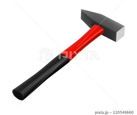 Locksmith's hammer with a rubber handle isolated on white background. Fitter's hammer for chiselling and driving in nails and dowels as well as for joining components. Realistic 3d vector illustration 120549660