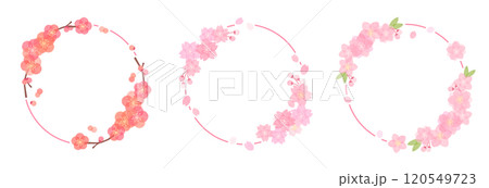 梅・桃・桜の丸フレーム 梅・桃・桜の丸フレーム 120549723
