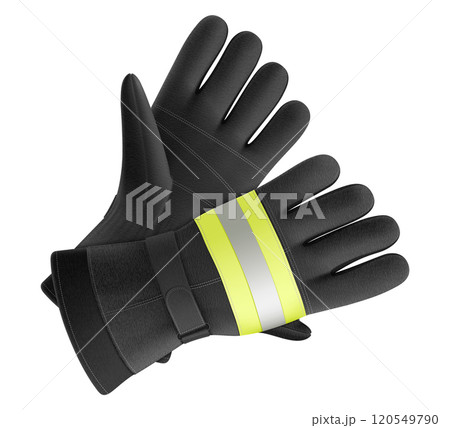 Professional work gloves. Protective gloves for builders and workers. Pair Welding Thick Heavy Gloves High Heat Proof , Fireplace Gloves. Hands Protector Fire Resistant Gloves. Realistic 3d vector 120549790