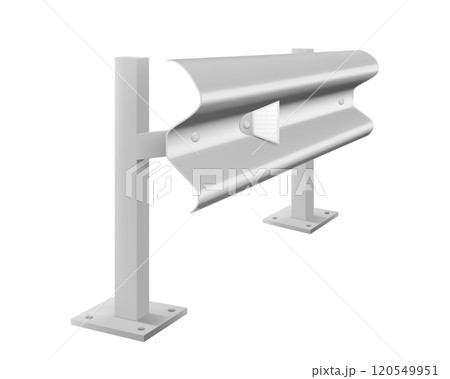 Metallic road barrier fence, isolated on white background. Design elements of the guardrails. Realistic 3d roadblock for safety on highway. Vector illustration Metallic road barrier fence, isolated on white background. Design elements of the guardrails. Realistic 3d roadblock for safety on highway. Vector illustration 120549951