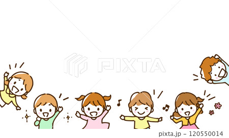 笑顔の子供たちのフレームイラスト 笑顔の子供たちのフレームイラスト 120550014