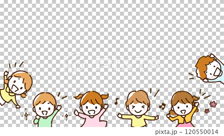 笑顔の子供たちのフレームイラスト 笑顔の子供たちのフレームイラスト 120550014