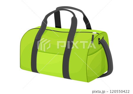 Sport bag for sportswear and equipment. Travel bag, sea bag icon isolated on white background, bag for training and fitness. Duffel bag. Vector illustration, flat design, Isolated on white Sport bag for sportswear and equipment. Travel bag, sea bag icon isolated on white background, bag for training and fitness. Duffel bag. Vector illustration, flat design, Isolated on white 120550422