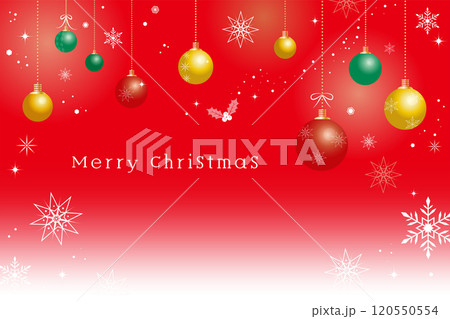 クリスマスオーナメントと雪の結晶のベクターイラスト　赤 120550554