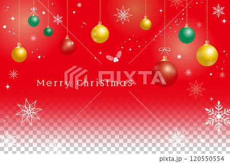 クリスマスオーナメントと雪の結晶のベクターイラスト　赤 120550554