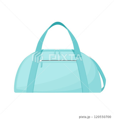 Sport bag for sportswear and equipment. Travel bag, sea bag icon isolated on white background, bag for training and fitness. Duffel bag. Vector illustration, flat design, Isolated on white 120550700