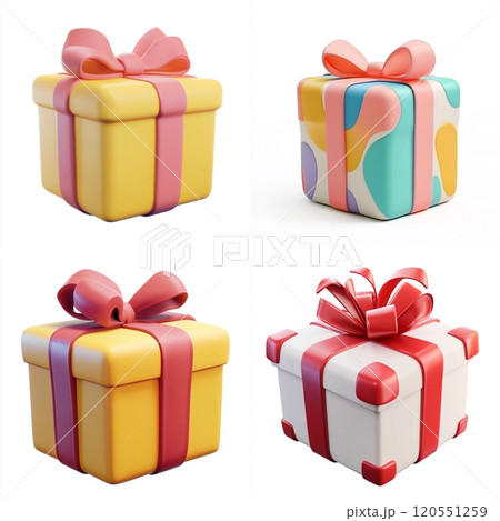 3D Cartoon Gift Isolated on White Background 120551259