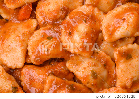 Ravioli with meat or vegetarian with ricotta, salt and spices Ravioli with meat or vegetarian with ricotta, salt and spices 120551329