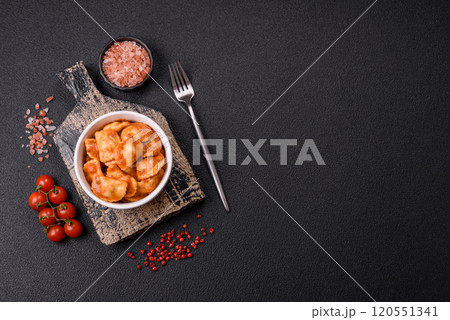 Ravioli with meat or vegetarian with ricotta, salt and spices Ravioli with meat or vegetarian with ricotta, salt and spices 120551341
